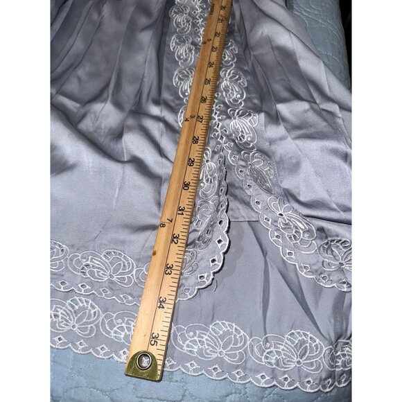 Lovestitch Womens Long Sleeve Embroidered Lace Trim Dress Light blue Polyester S - Picture 12 of 13